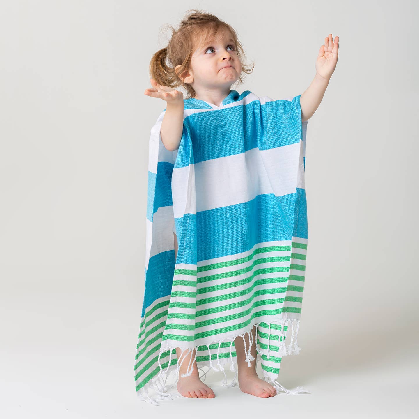 Mediterranean Hooded Towel Changing Poncho for Kids