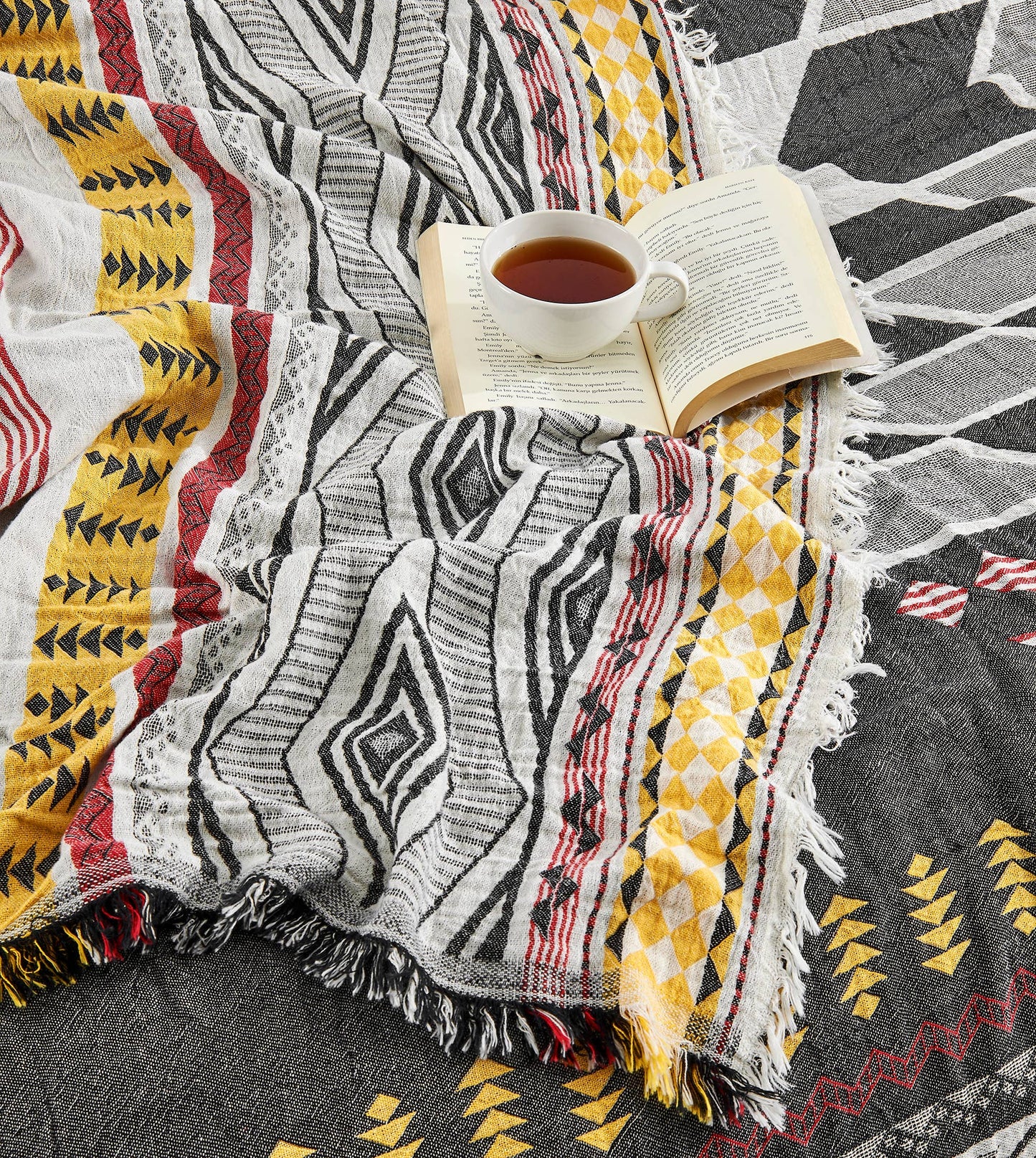 Manta ligera de verano azteca para cubrir la cama