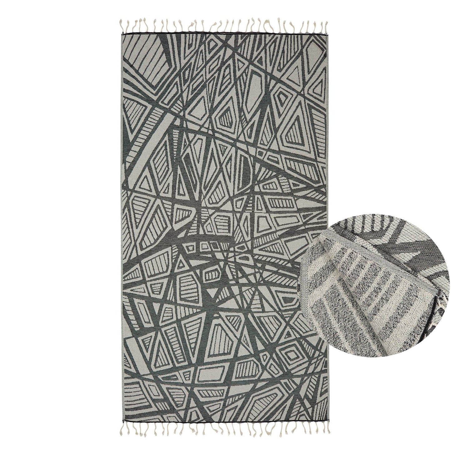 Geometric Turkish Towels 35x70in Terry Backing Peshtemal Spa