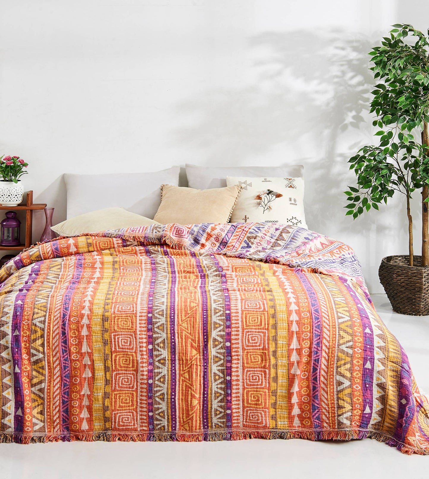 Boho Bedspread Turkish Cotton Summer Blankets Throw Bohemian