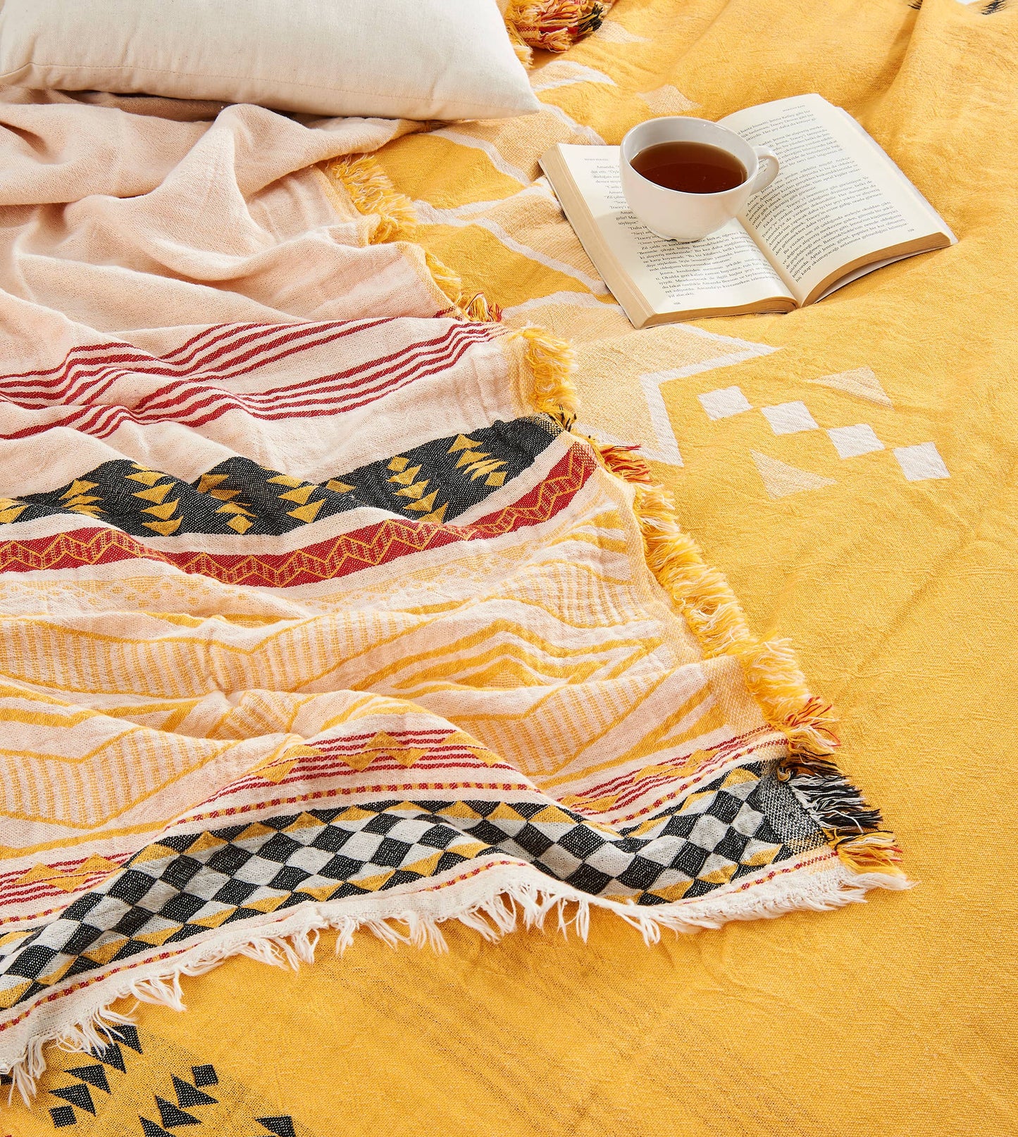 Manta ligera de verano azteca para cubrir la cama