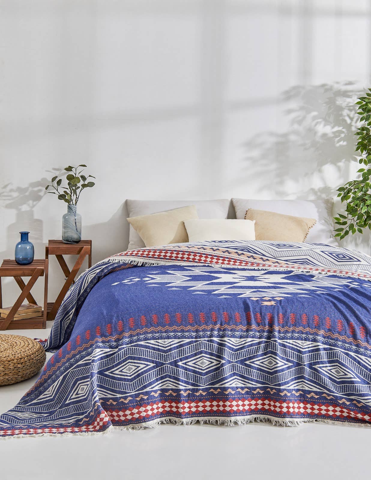 Manta ligera de verano azteca para cubrir la cama
