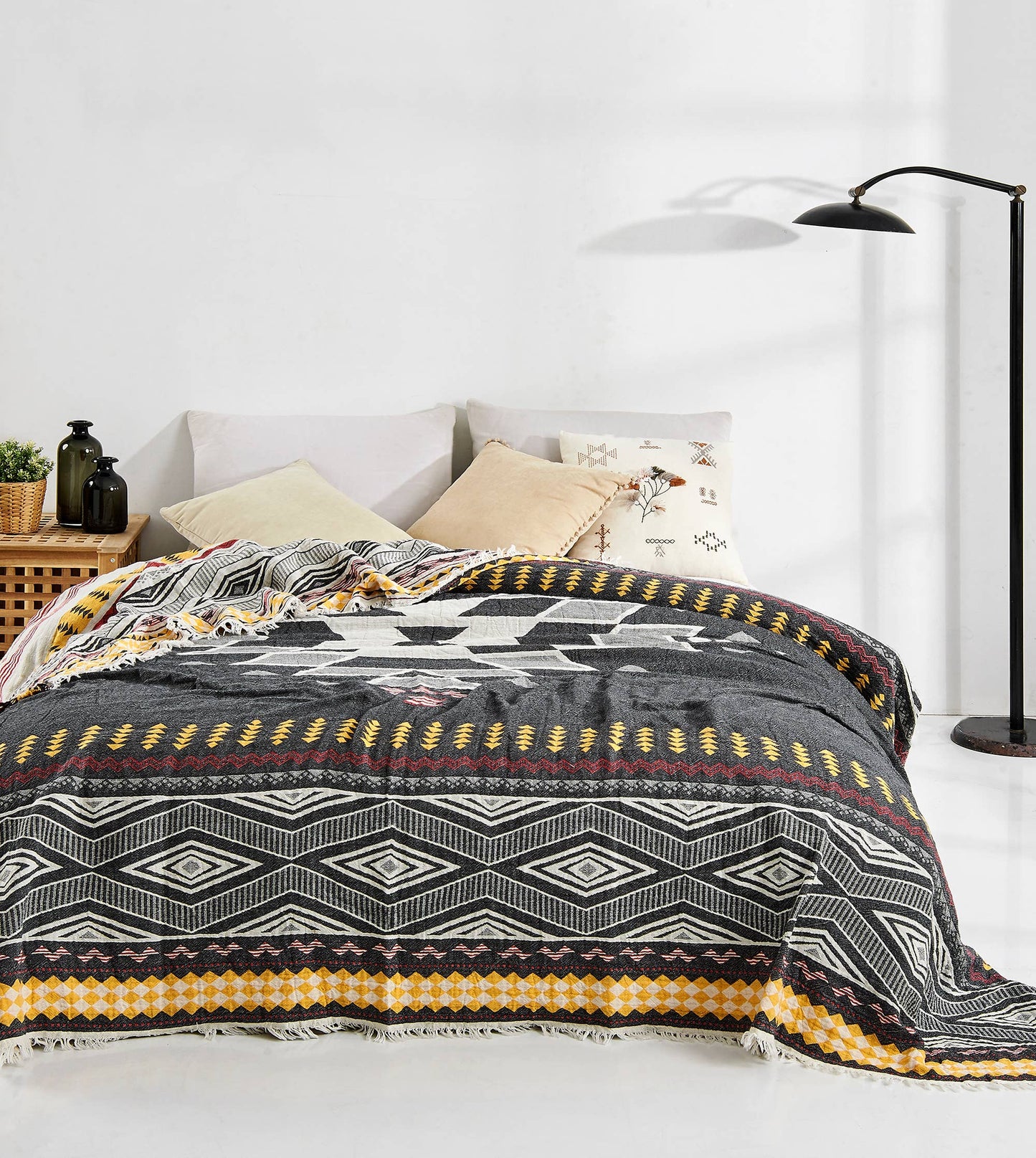 Manta ligera de verano azteca para cubrir la cama