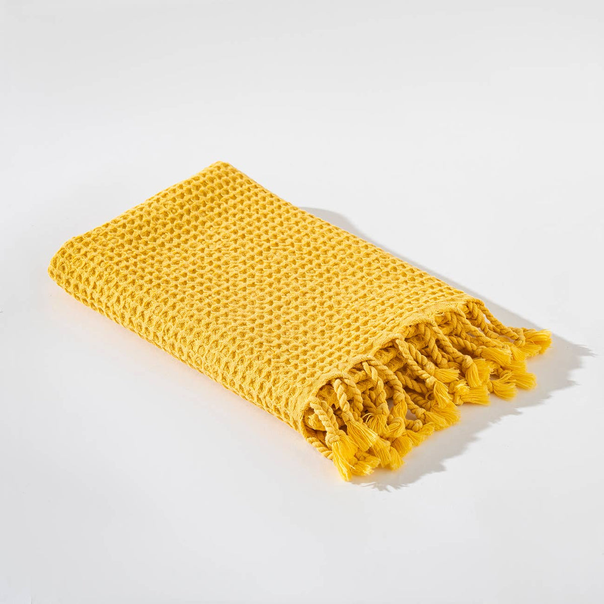 Waffle stonewashed Turkish hand towel – Yellow | Kikoya