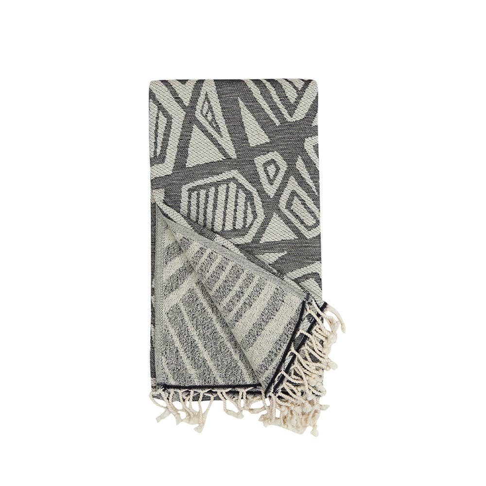 Geometric Turkish Towels 35x70in Terry Backing Peshtemal Spa