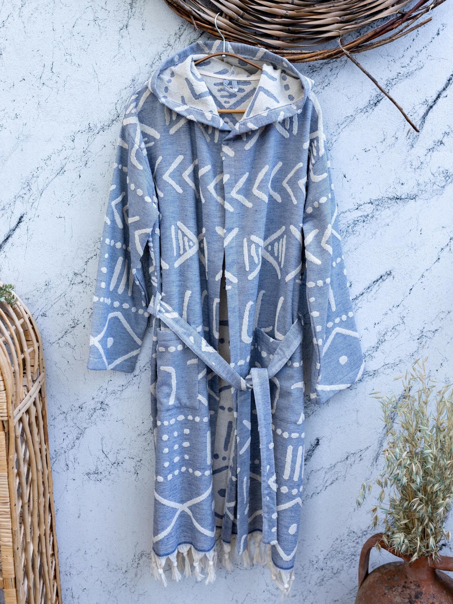 Aztec Raised Terry Turkish Cotton Bathrobe