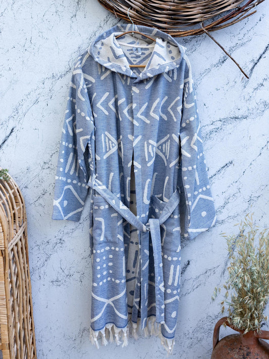 Aztec Raised Terry Turkish Cotton Bathrobe