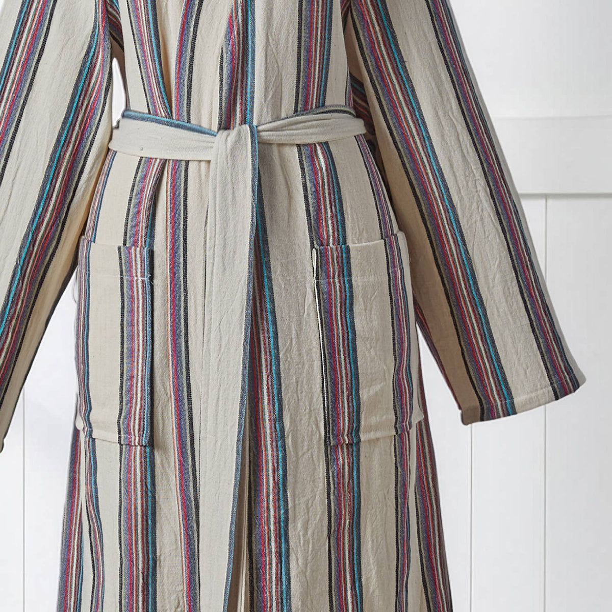 Antique Turkish kimono bathrobe – Cream Multi Stripe | Kikoya