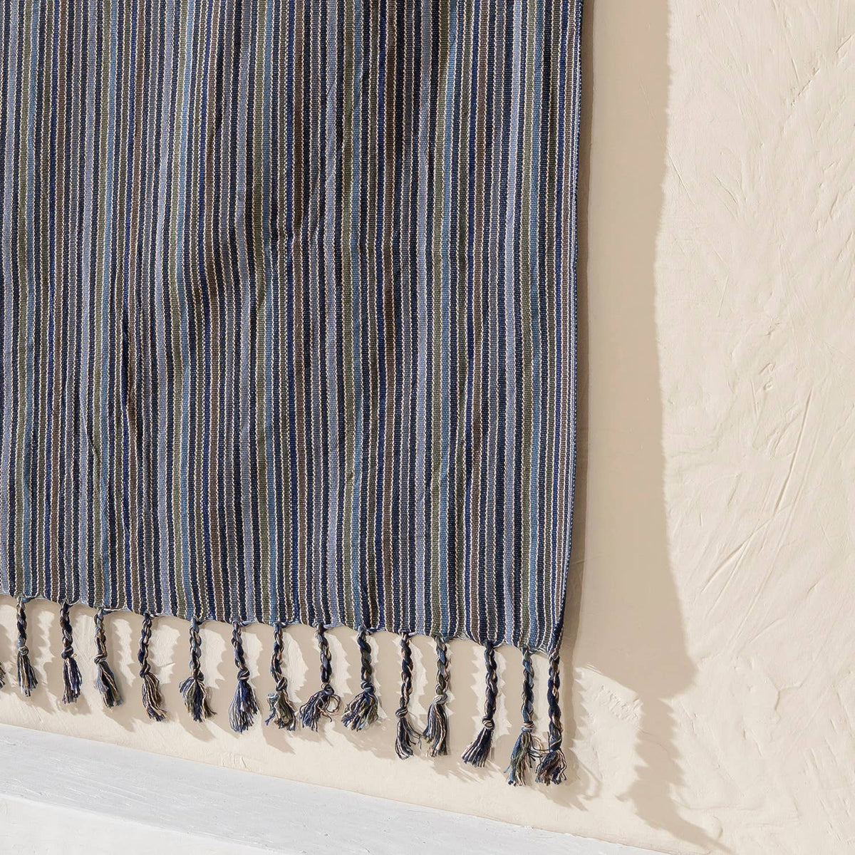 Premium rustic Turkish beach towel in a charcoal ticking stripe | Kikoya