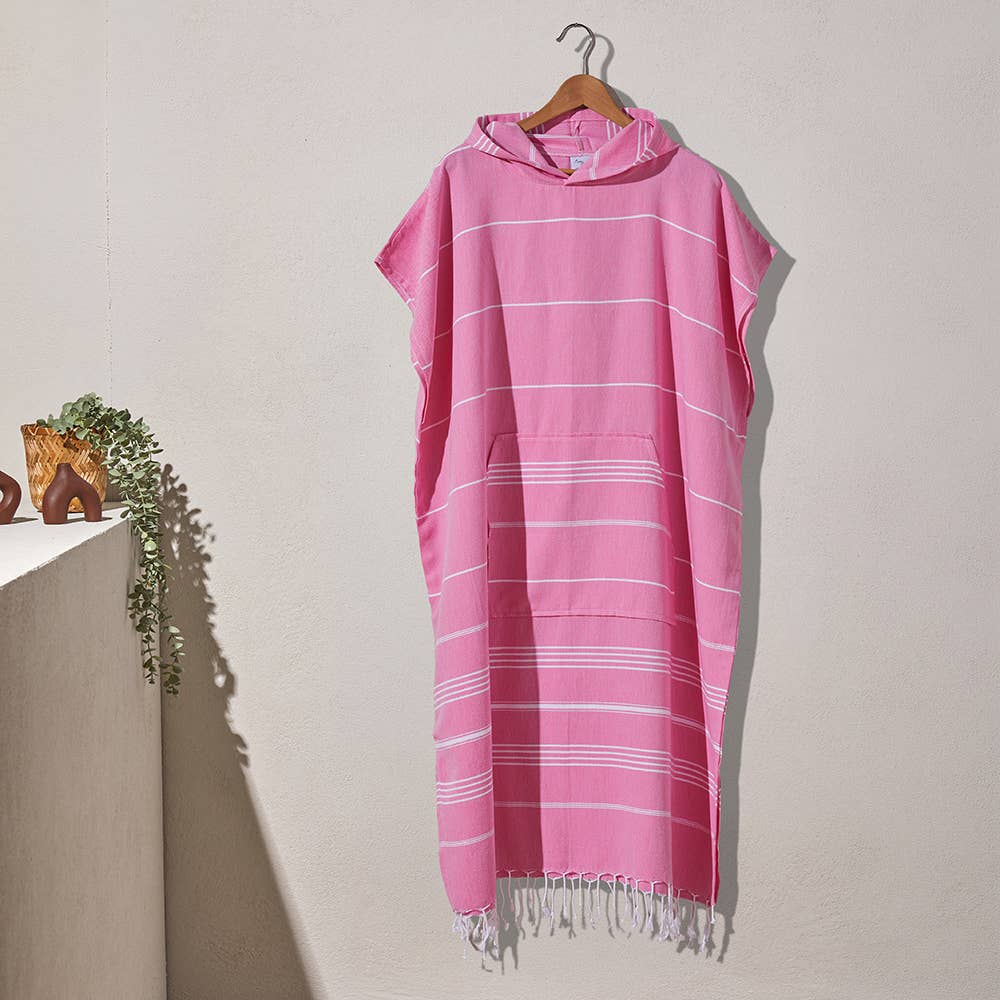 Stripe Adult Hooded Changing Poncho – Stripe, hood detail | Kikoya