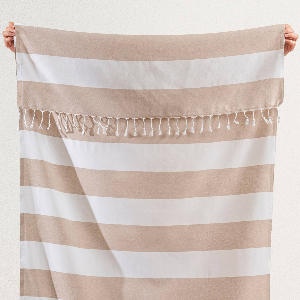 Cabana Turkish beach towel in two-tone block stripe on white, 33x66 in | Kikoya