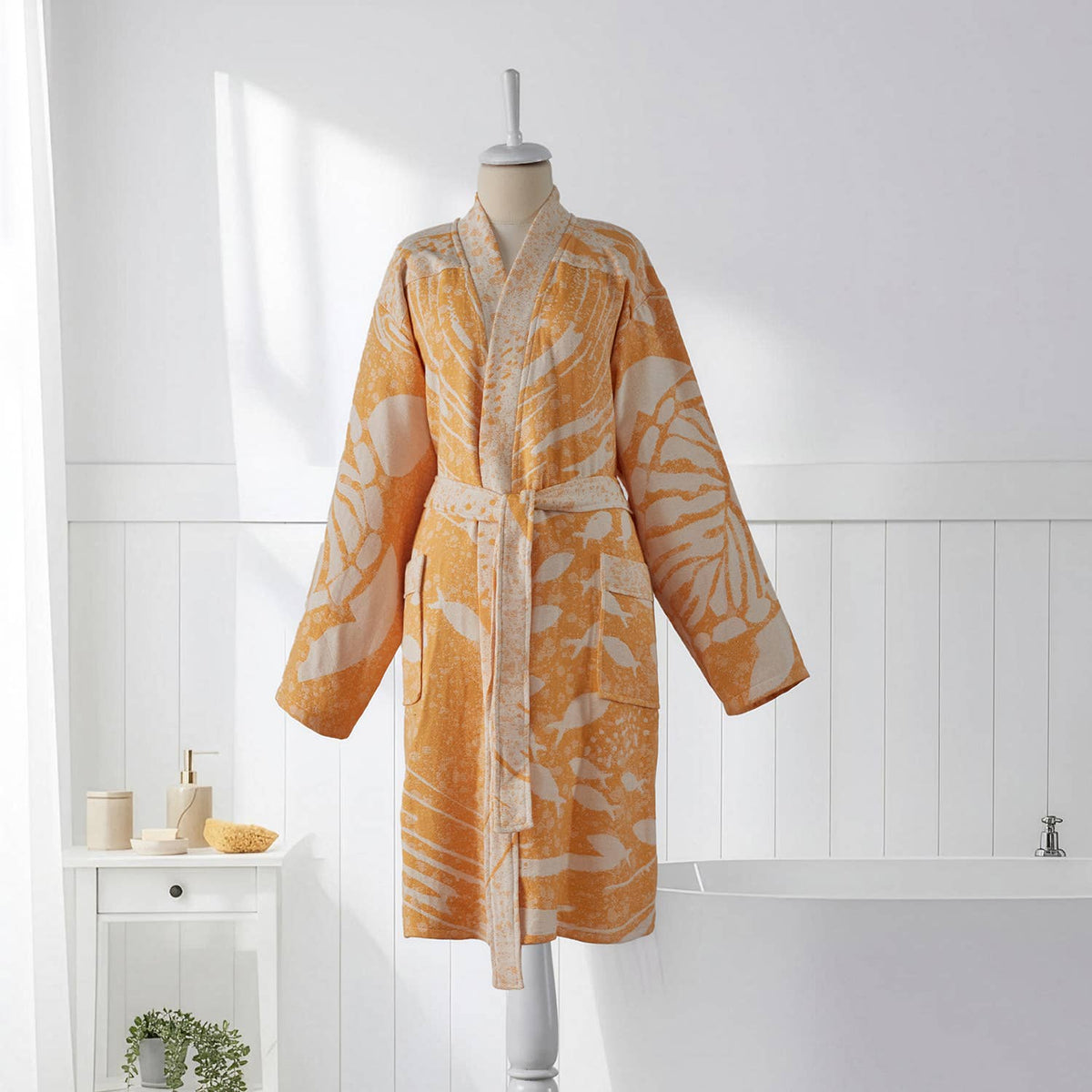 Turtle's Dream Turkish kimono bathrobe – Mustard | Kikoya