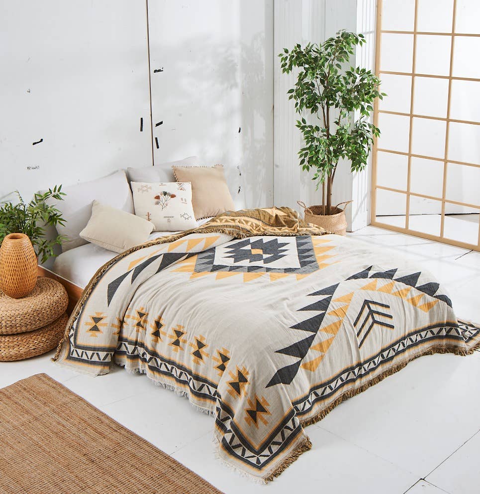 Aztec Bedspread Summer Blanket Cover Light-weight Country