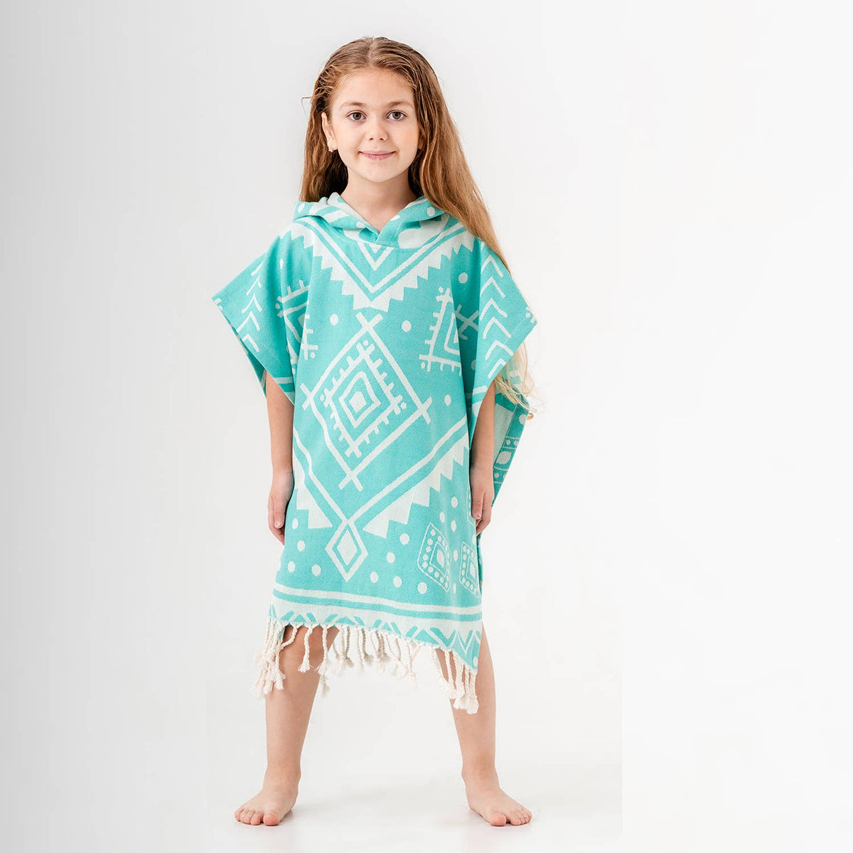 Navajo Kids Hooded Towel Poncho – Tribal, alternate view | Kikoya