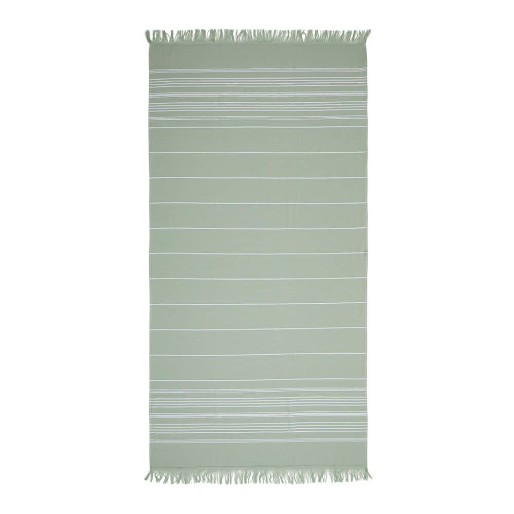 Sense terry-backed Turkish towel in tonal stripe, bath and hand sizes | Kikoya