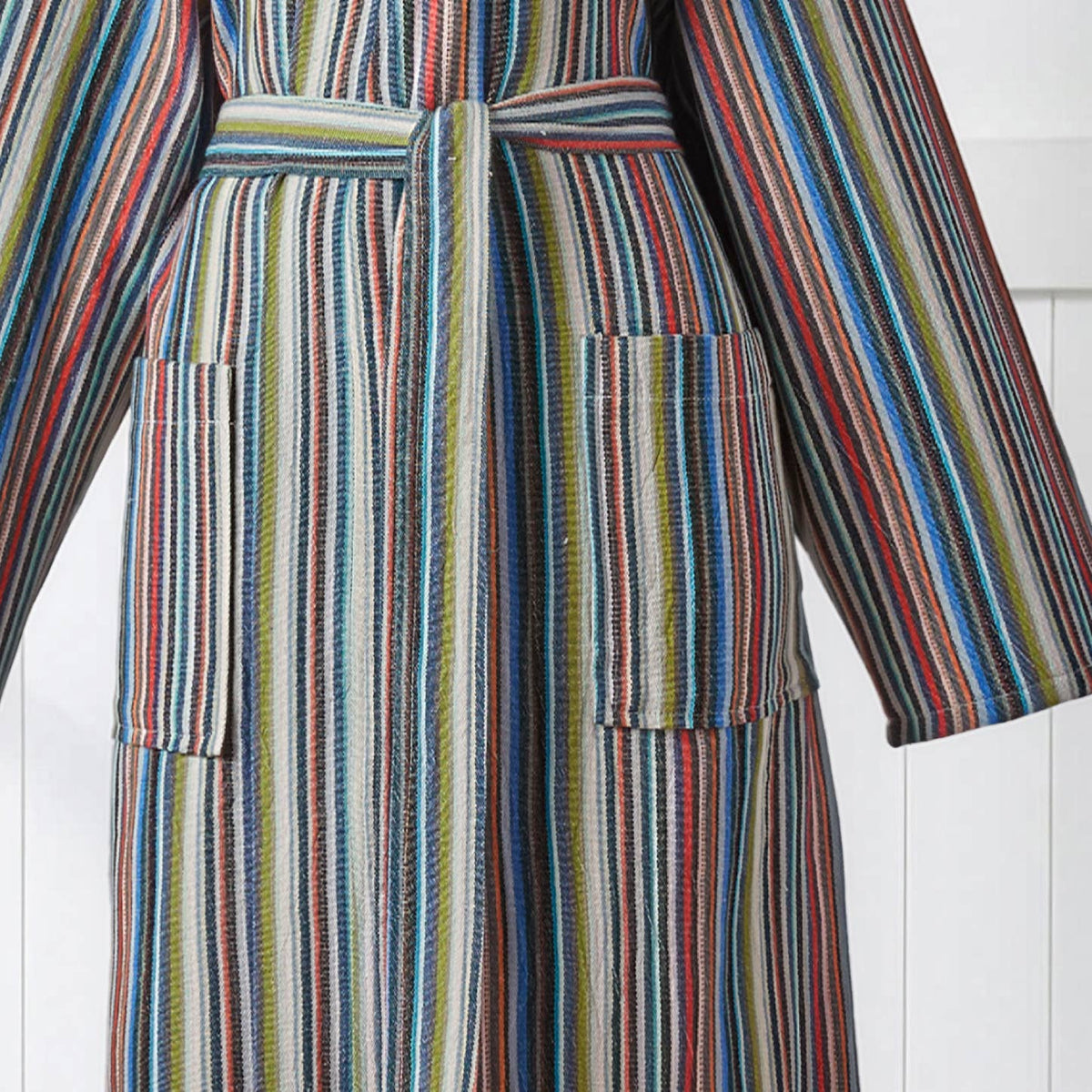 Antique Turkish kimono bathrobe – Grey Multi Stripe | Kikoya
