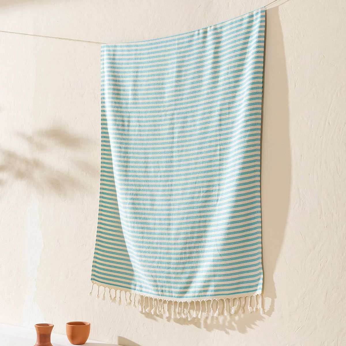 Onbasi Turkish Beach Towel – Fine Stripe, 100% Cotton Peshtemal