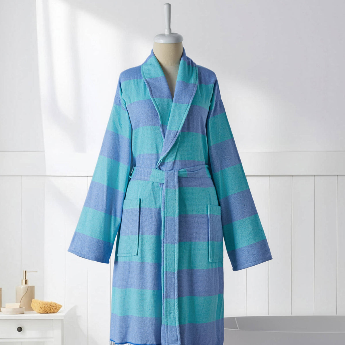 Duble terry-backed Turkish bathrobe – shawl collar | Kikoya