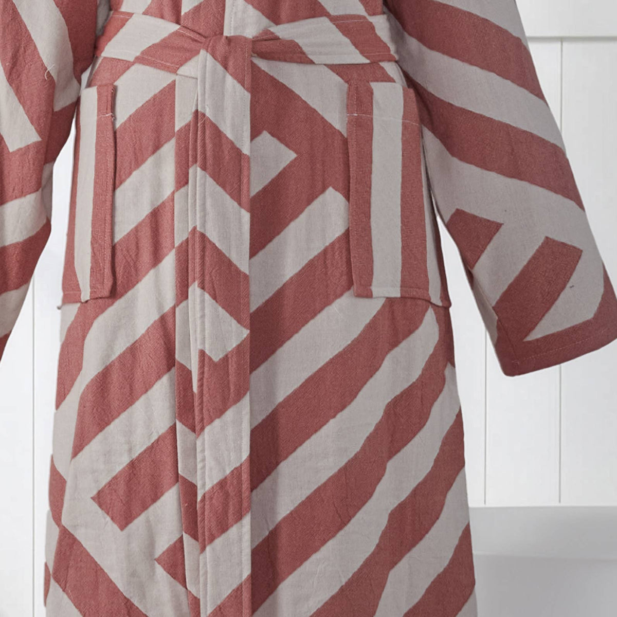 Harmony Turkish kimono bathrobe – Grey diagonal stripe | Kikoya