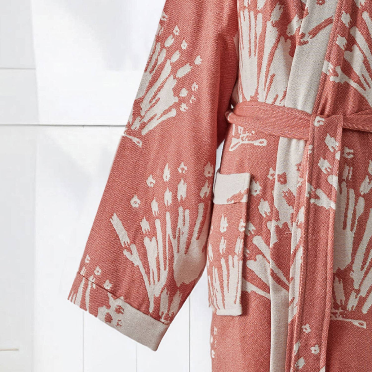 Damask Turkish cotton bathrobe – kimono, woven paisley | Kikoya
