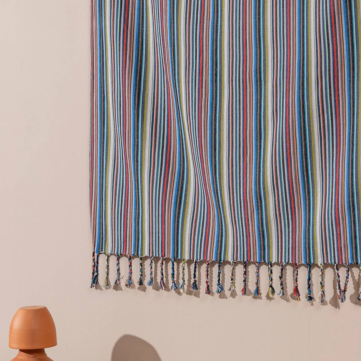 Premium Rustic Turkish Beach Towel – Carnival Multi Stripe, 100% Cotton Peshtemal, 40x70 in