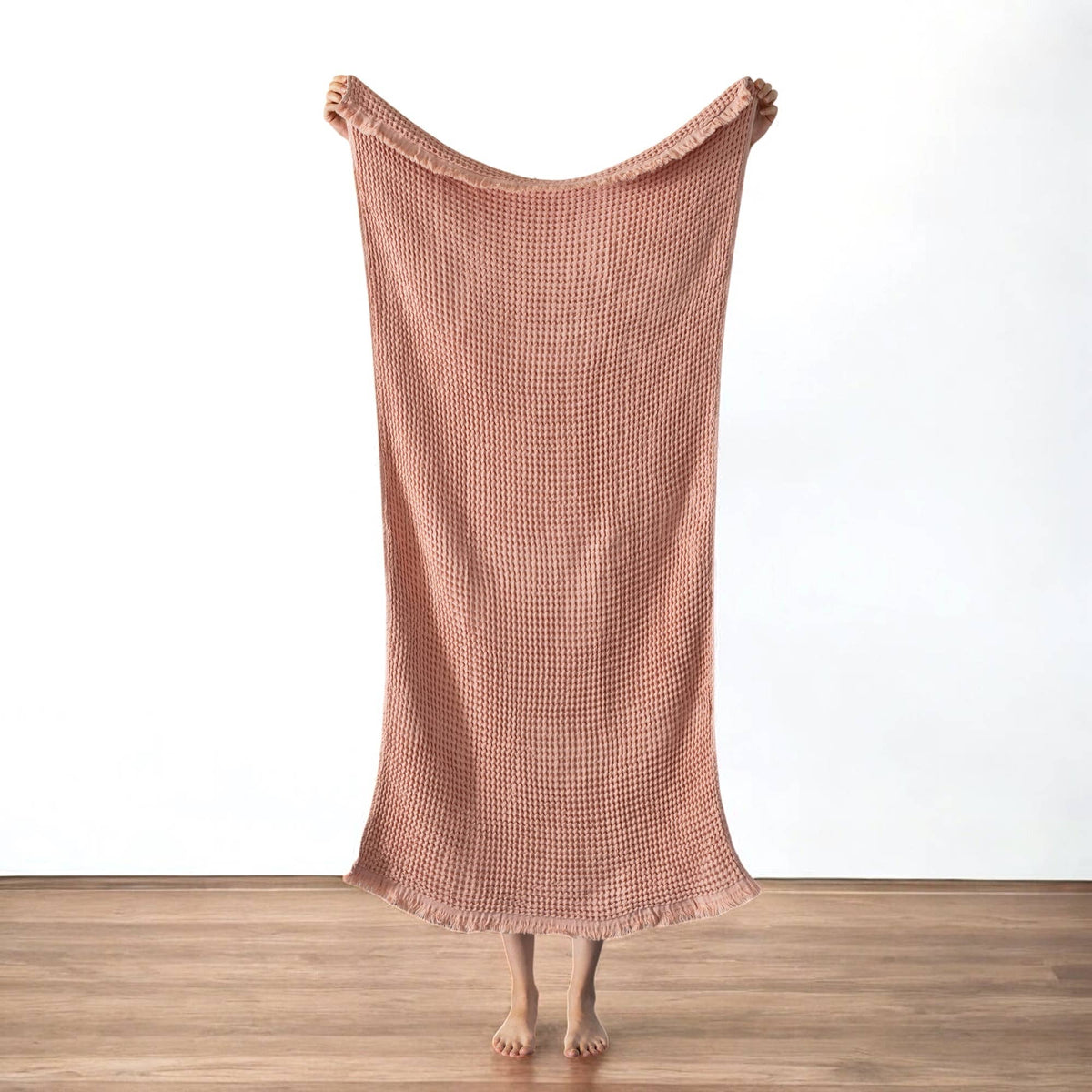 Waffle stonewashed Turkish bath towel – Terracotta | Kikoya