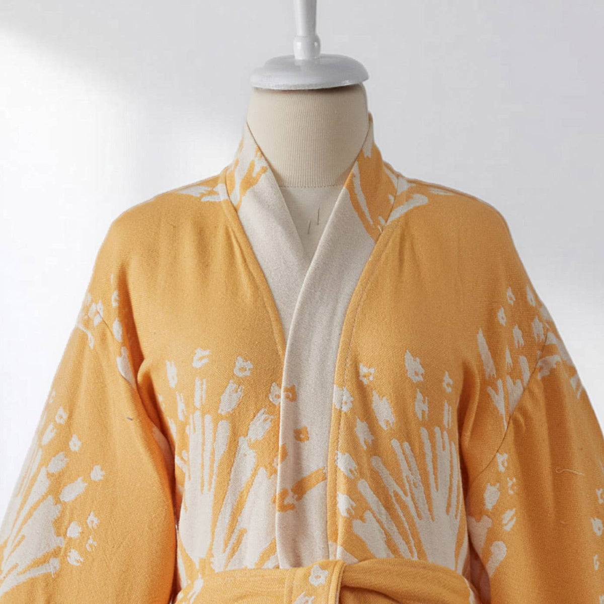 Damask Turkish cotton bathrobe – kimono, woven paisley | Kikoya