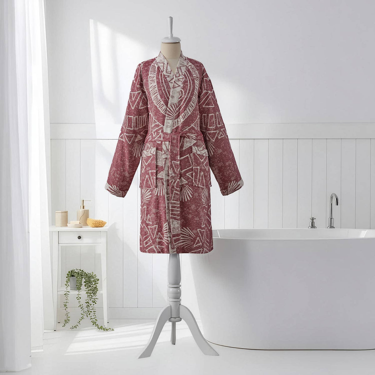 Storyteller print Turkish bathrobe – shawl collar | Kikoya