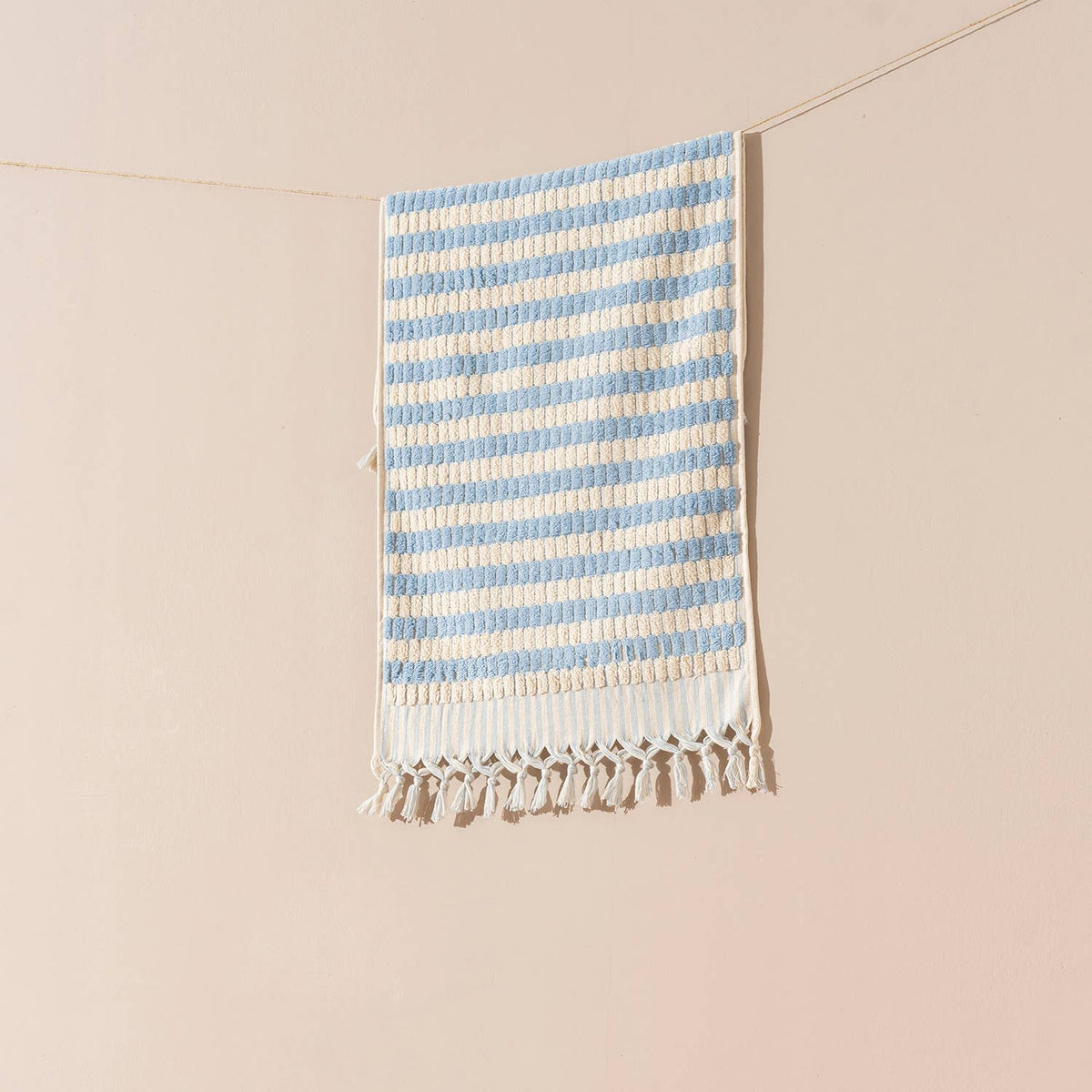 Lokum pompom Turkish hand towel, 17x38 in, handloomed check with pompom fringe | Kikoya