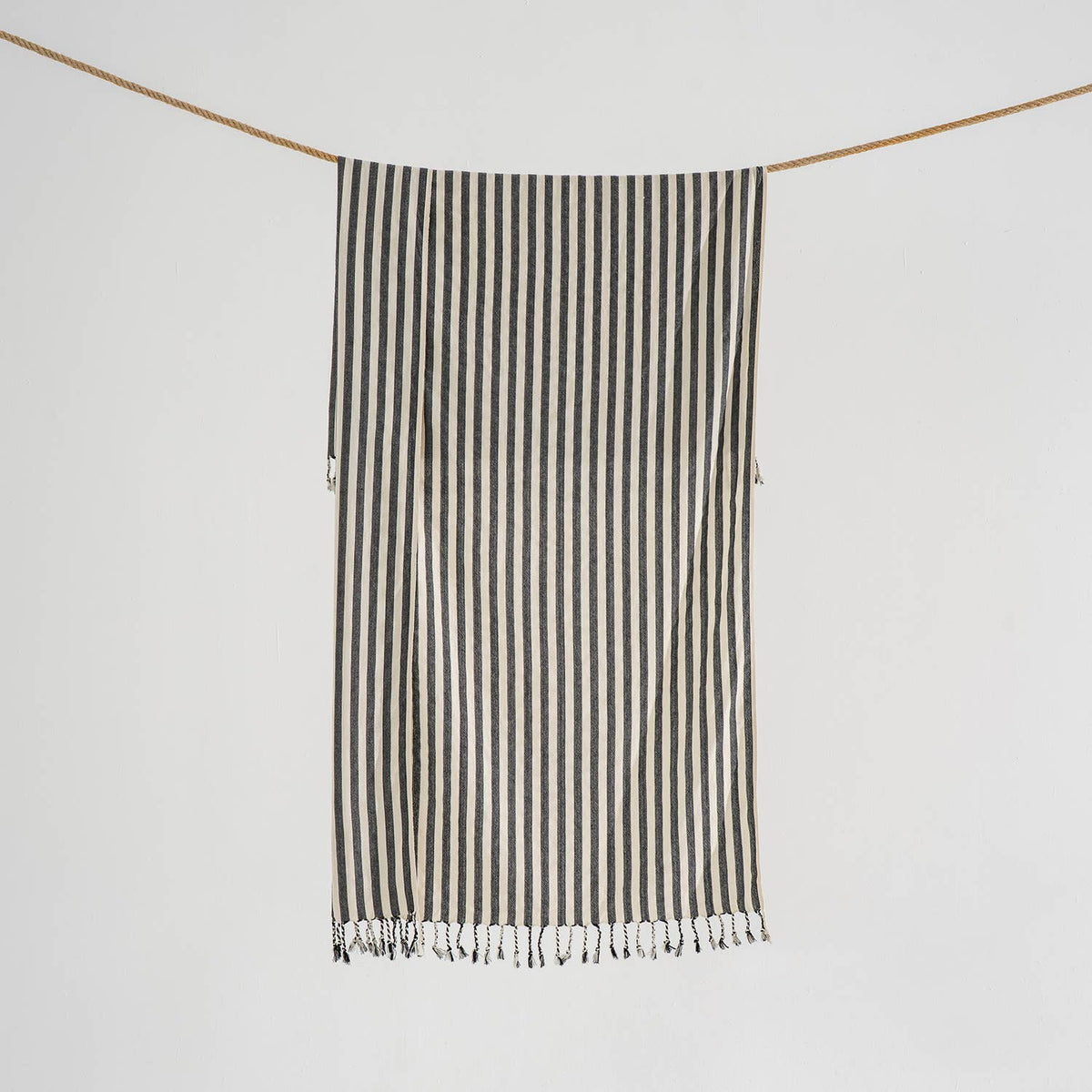 Zebra stripe Turkish towel in black and white, bath and hand sizes | Kikoya