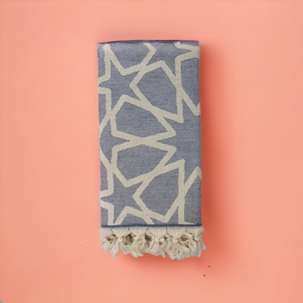 Maya Turkish terry towel with woven geometric jacquard, 36x66 in | Kikoya