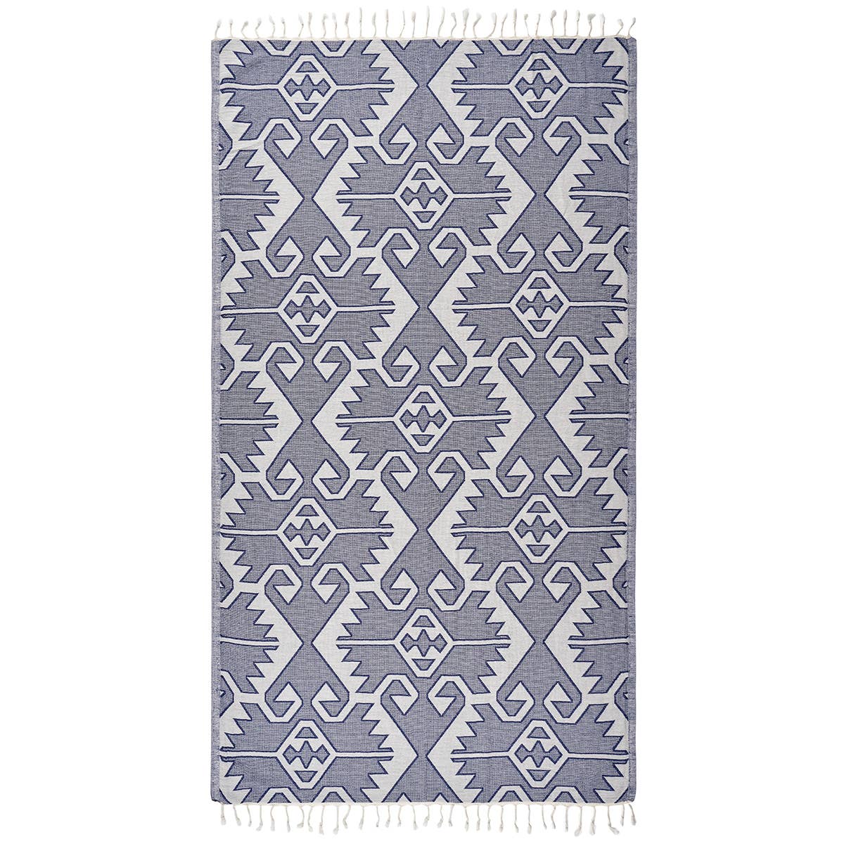 Kilim Turkish beach towel with all-over ikat motif, 33x66 in, deep tones | Kikoya