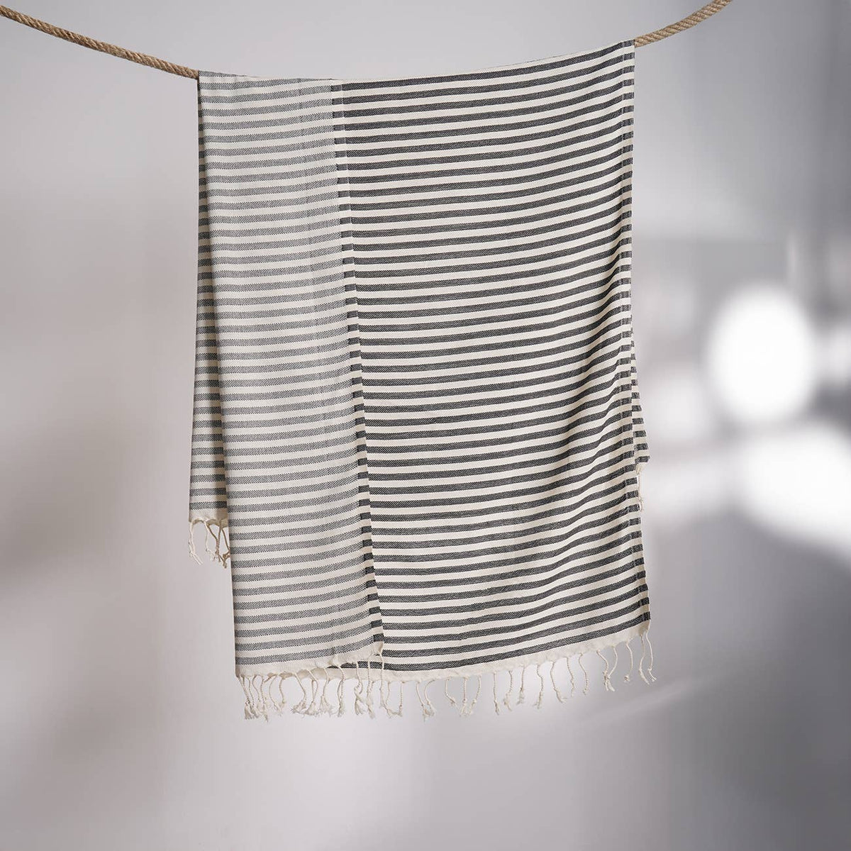 Kash Turkish beach towel in a flat-woven stripe, 33x66 in | Kikoya