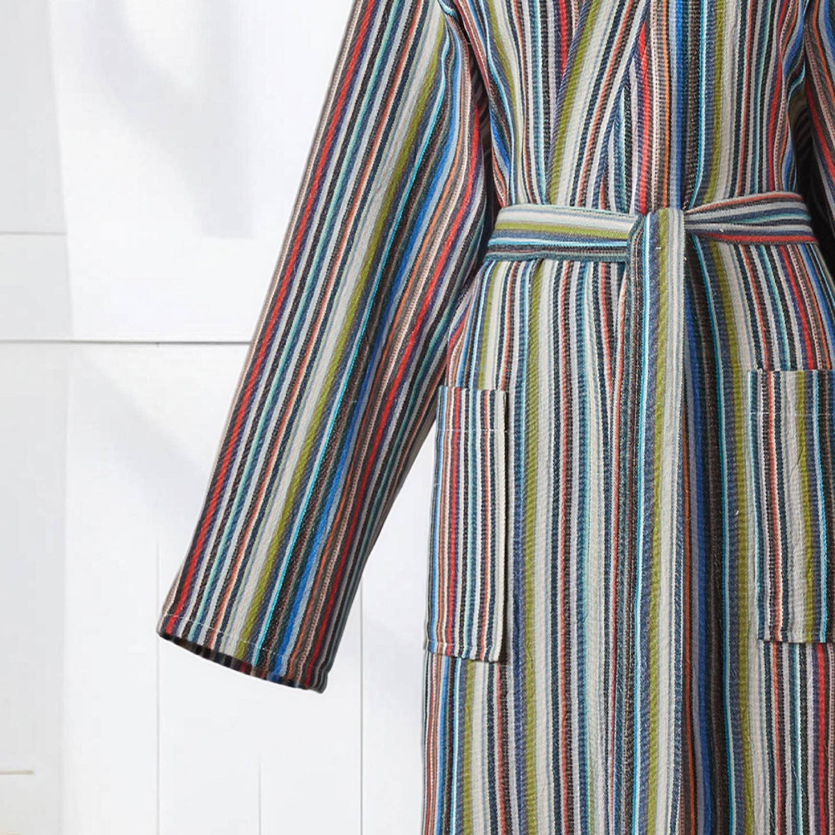 Antique Turkish kimono bathrobe – Grey Multi Stripe | Kikoya