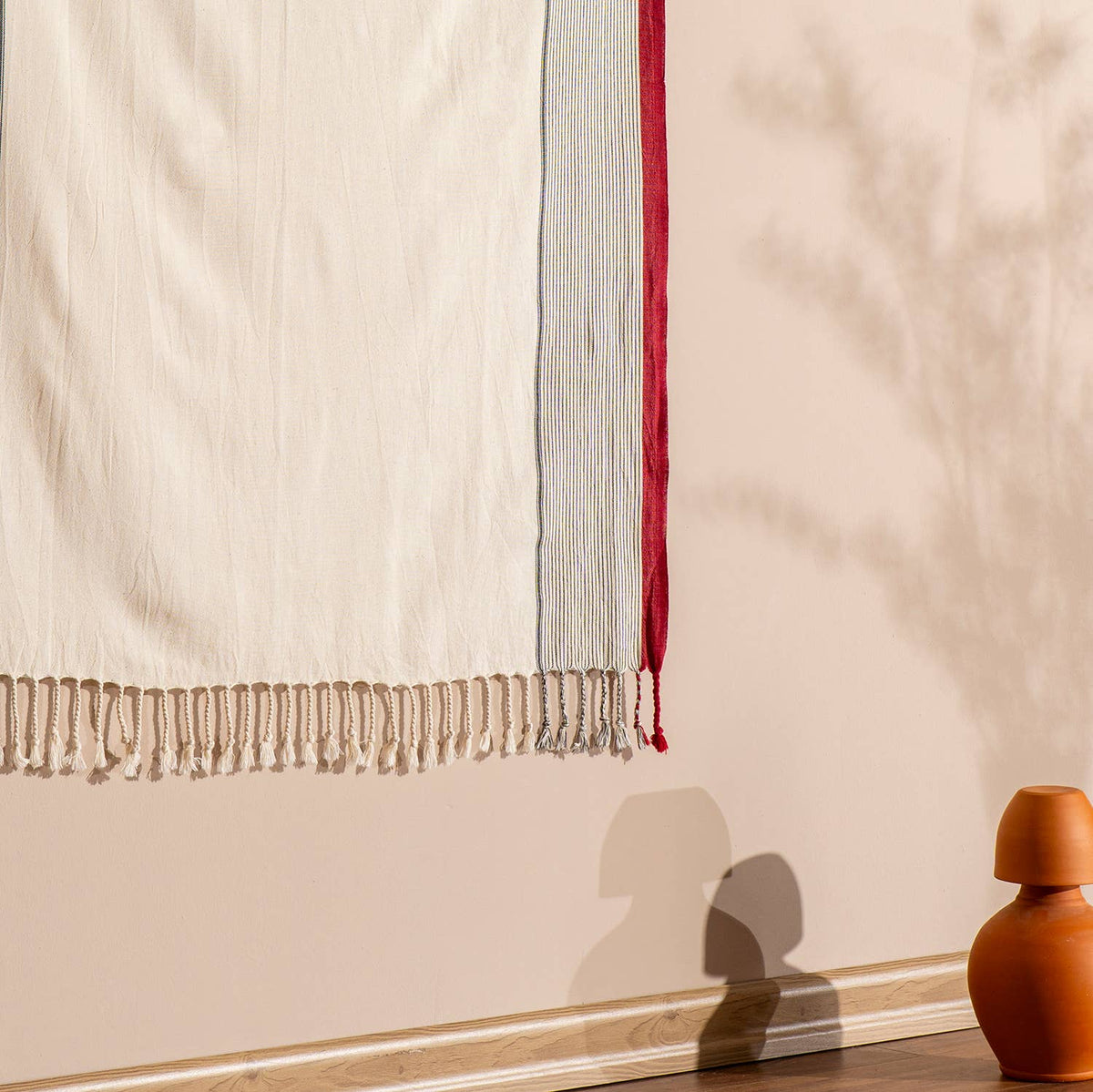 Hammam Turkish Peshtemal Towel – Burgundy Border Stripe, 100% Cotton