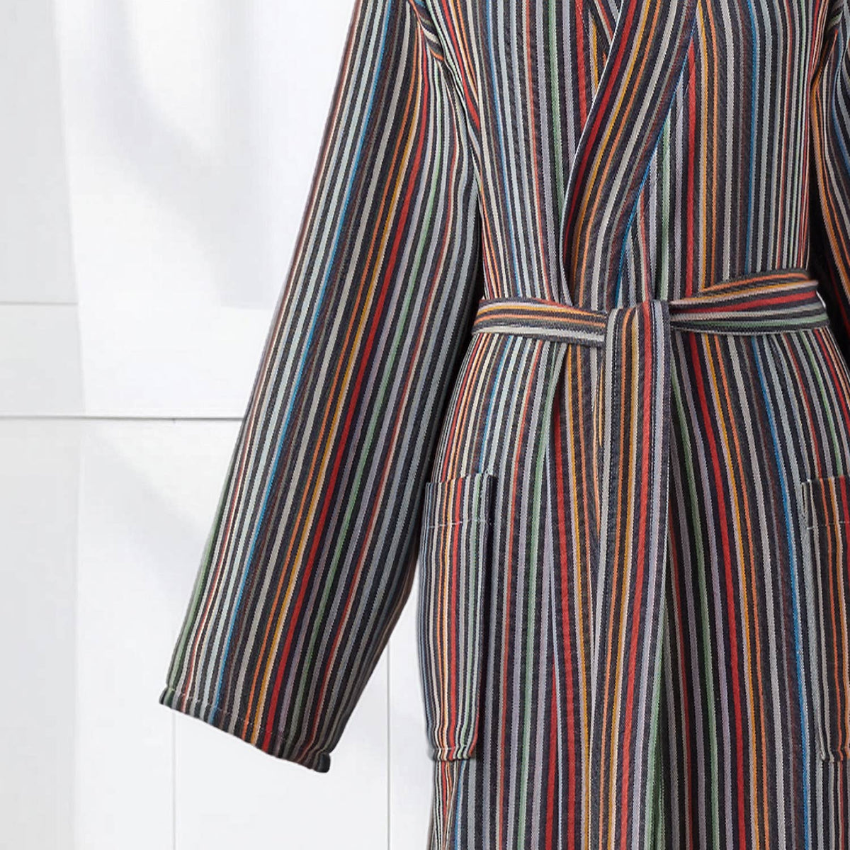 Antique Turkish kimono bathrobe – Charcoal & Rust Stripe | Kikoya