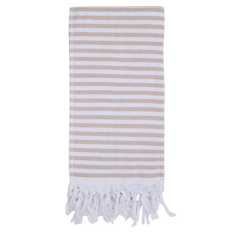 Royal Turkish beach towel in fine stripe, 33x66 in, flat-woven peshtemal | Kikoya