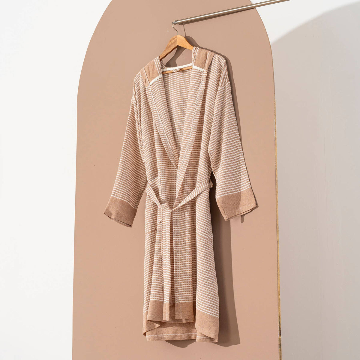 Harmony waffle Turkish bathrobe – kimono, fringed hem | Kikoya
