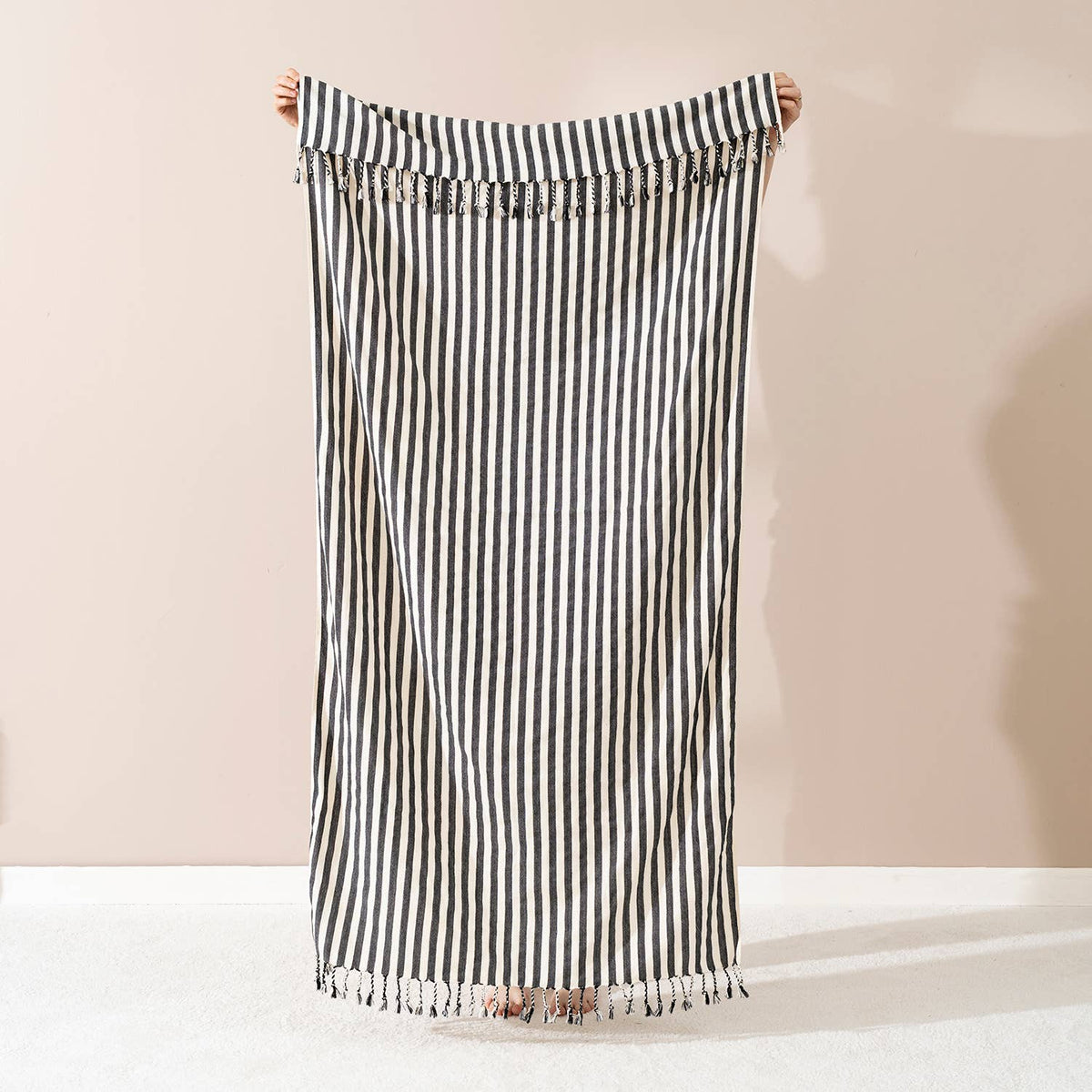 Zebra stripe Turkish towel in black and white, bath and hand sizes | Kikoya