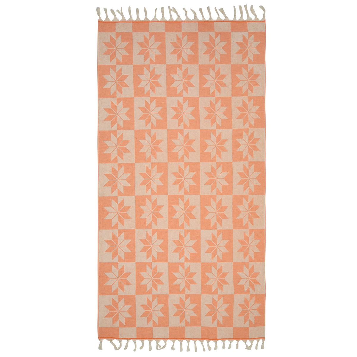 Mirror Turkish terry towel with a star-tile jacquard, 36x66 in | Kikoya