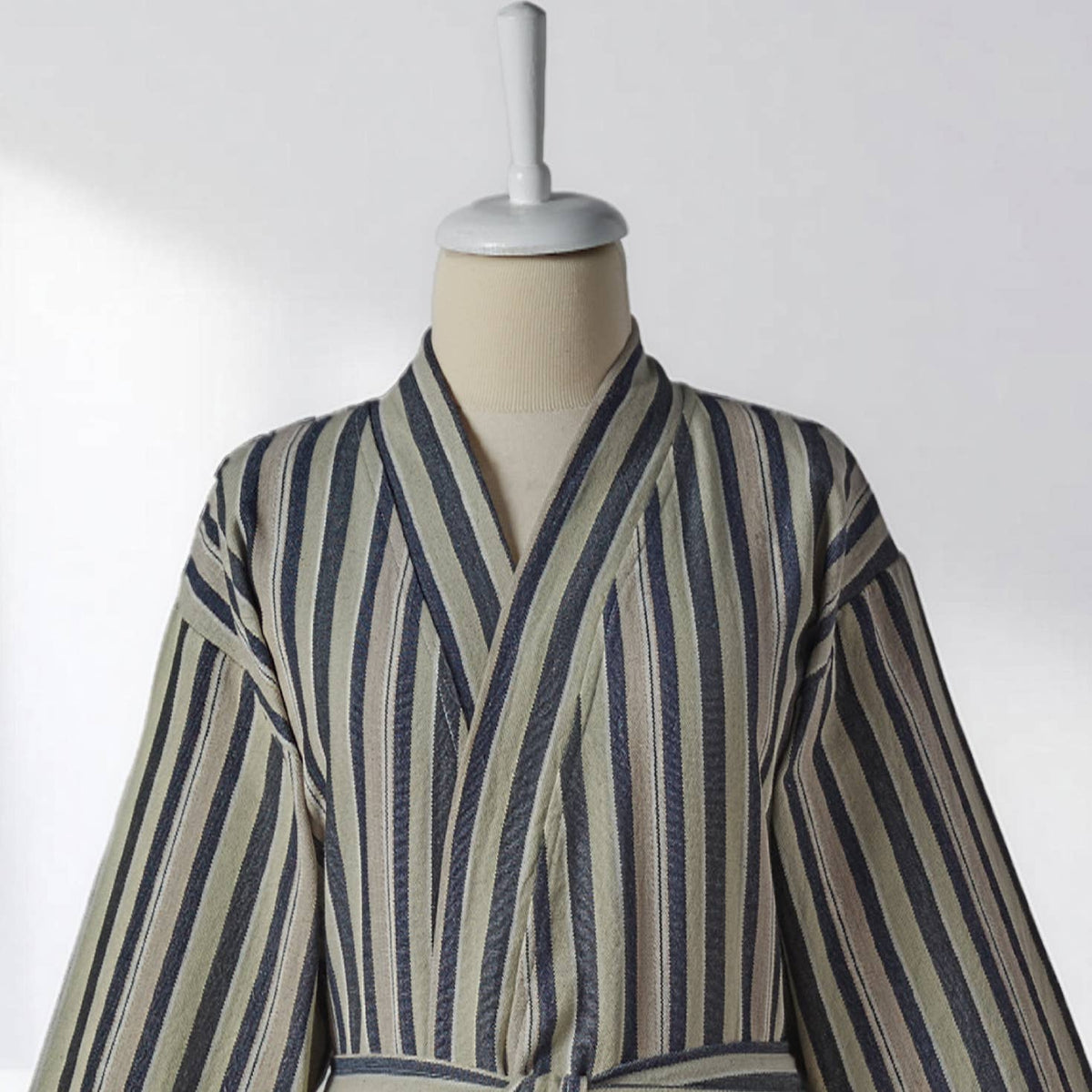 Antique Turkish kimono bathrobe – Olive Stripe | Kikoya