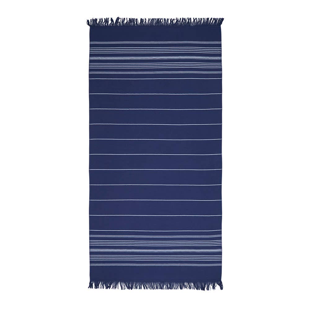 Sense terry-backed Turkish towel in tonal stripe, bath and hand sizes | Kikoya