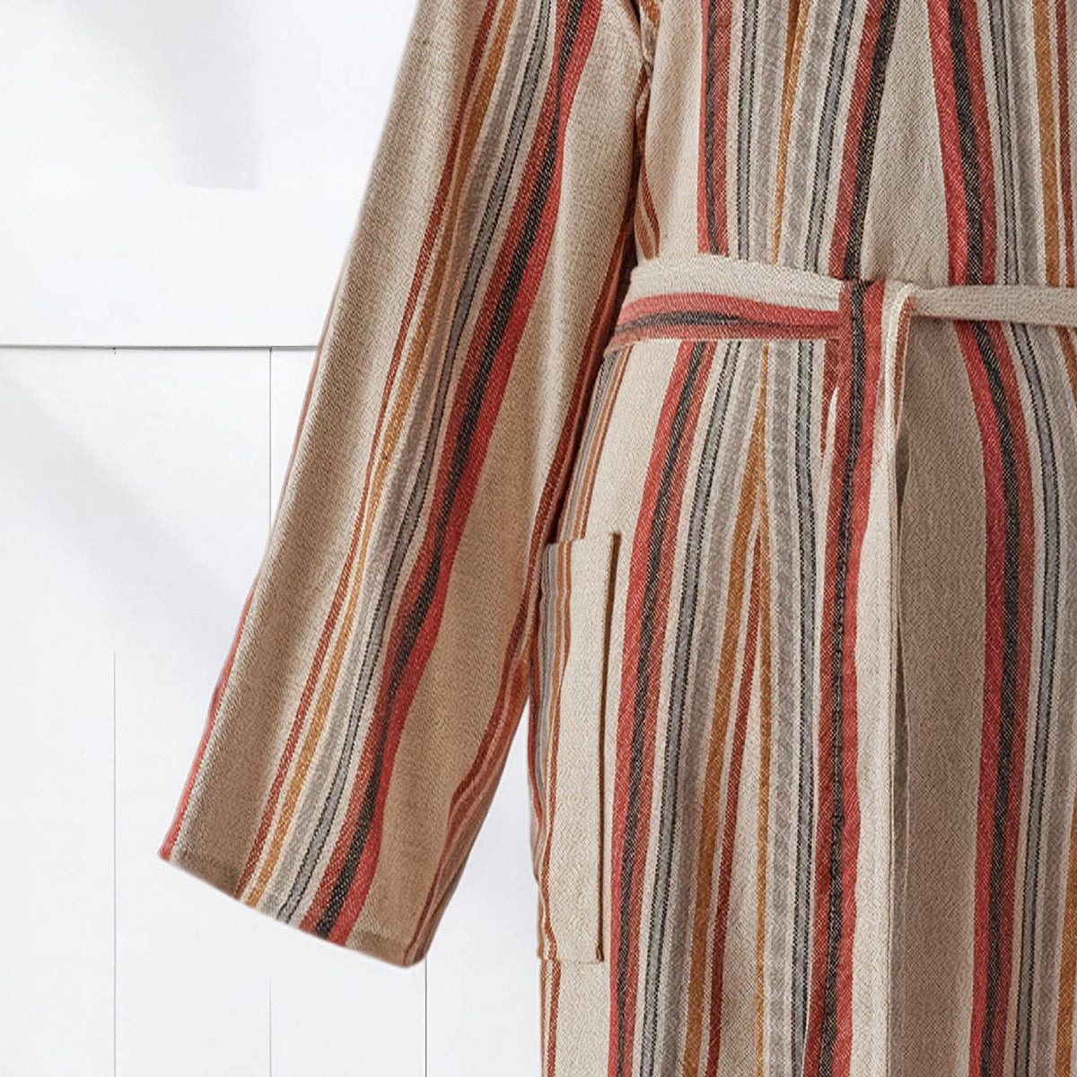 Riviera Turkish kimono bathrobe – Rust Multi Stripe | Kikoya