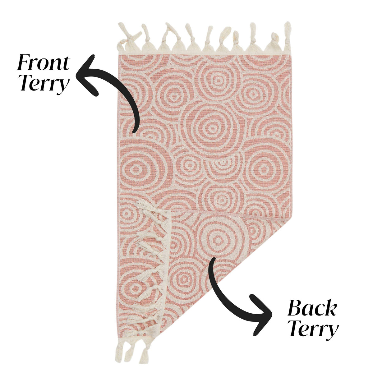 Double terry Turkish hand towel with woven jacquard pattern | Kikoya
