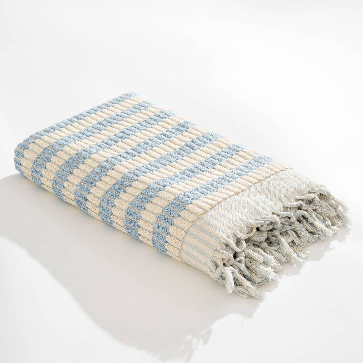 Lokum handloomed Turkish bath towel in check weave, 35x68 in | Kikoya