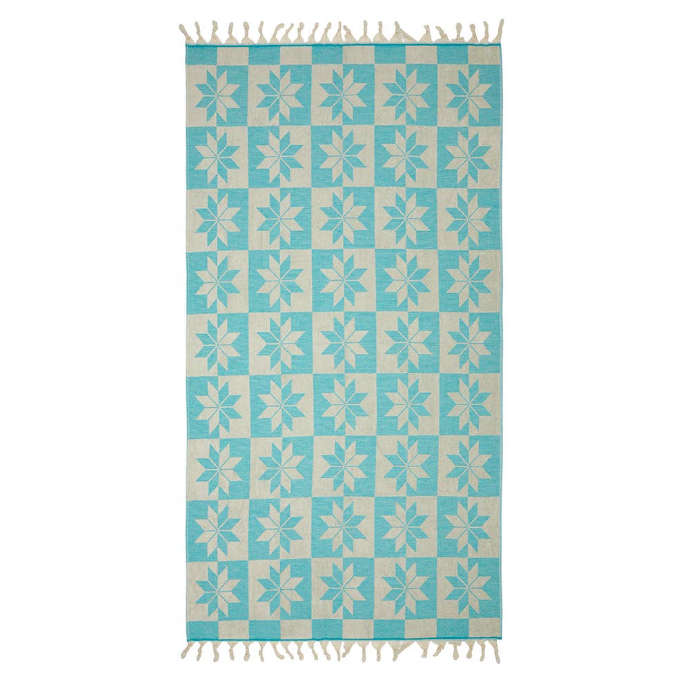 Mirror Turkish terry towel with a star-tile jacquard, 36x66 in | Kikoya