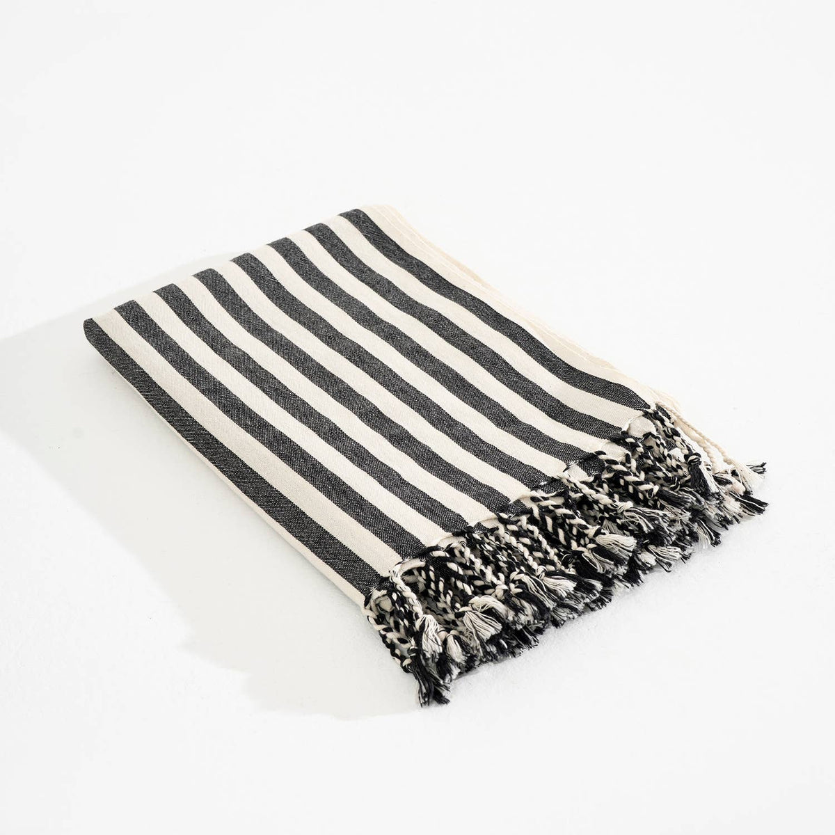 Zebra stripe Turkish towel in black and white, bath and hand sizes | Kikoya