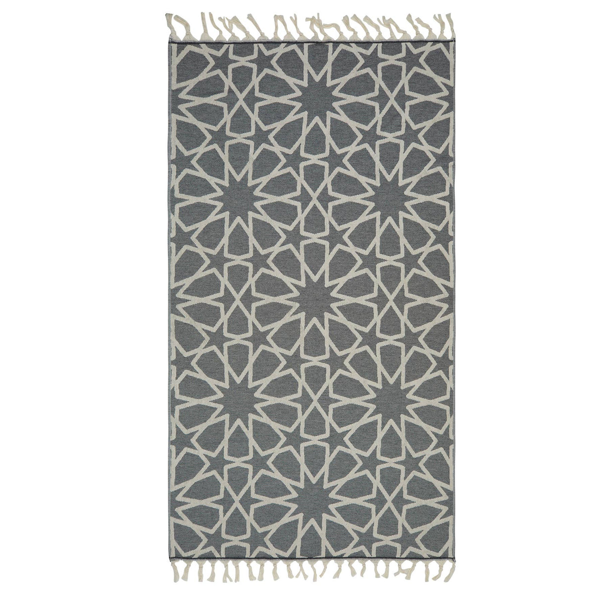 Maya Turkish terry towel with woven geometric jacquard, 36x66 in | Kikoya