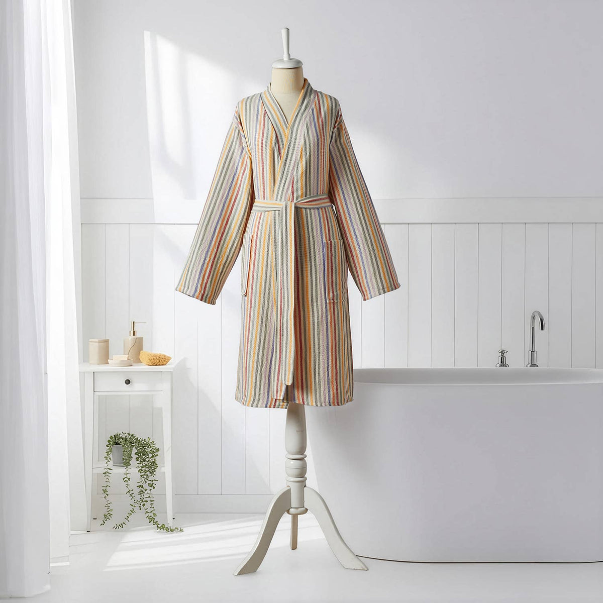 Antique Turkish kimono bathrobe – Sand Stripe | Kikoya
