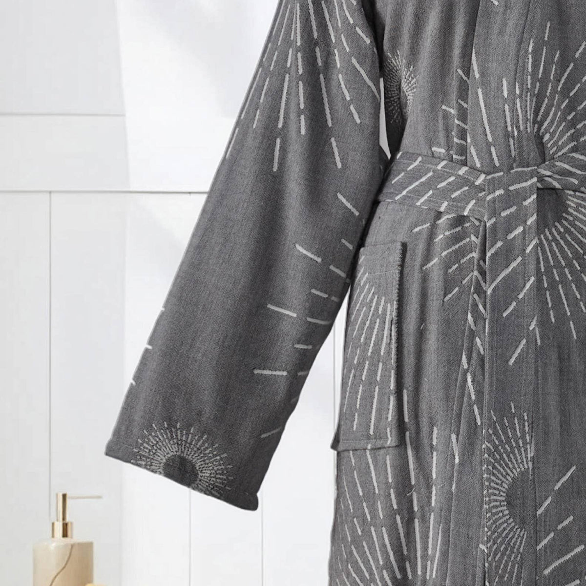 Sunburst Turkish kimono bathrobe – Grey | Kikoya